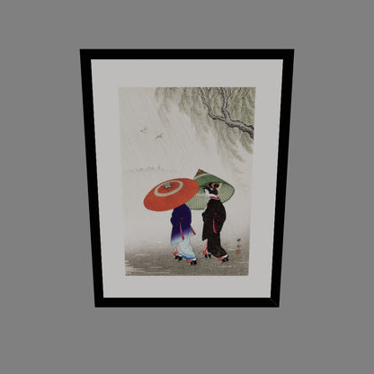 Yağmurda İki Kadın (Metinsiz) - Ohara Koson