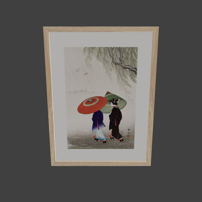 Yağmurda İki Kadın (Metinsiz) - Ohara Koson