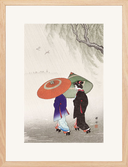 Yağmurda İki Kadın (Metinsiz) - Ohara Koson